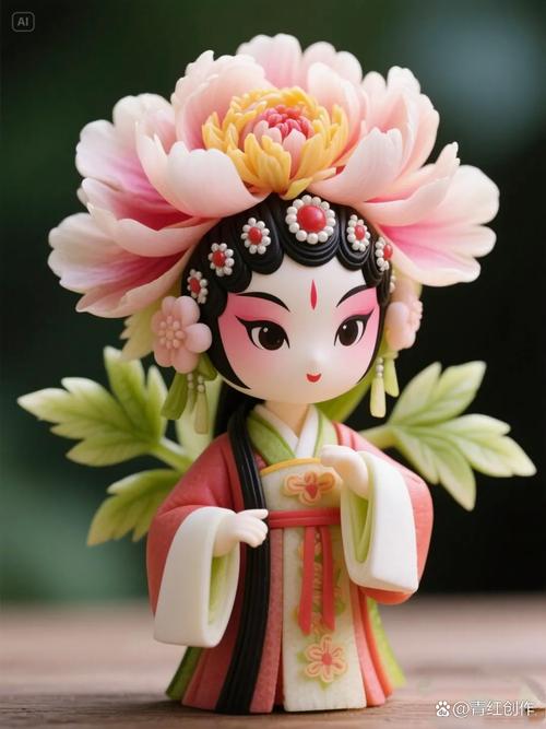 戲曲旦角牡丹花造型手辦,又美又有趣,愛了愛了#文藝創(chuàng)作#